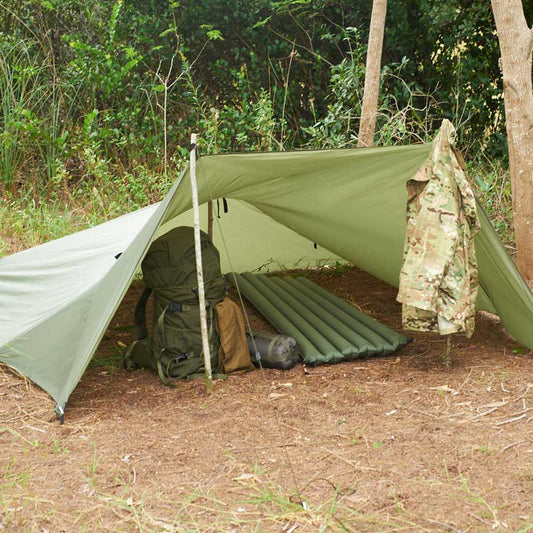 Snugpak All Weather Shelter G2 diamond-shaped tarp in OD green ripstop fabric