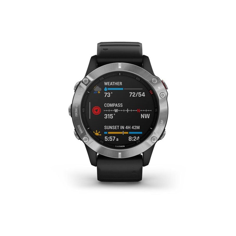Garmin Fenix 6 Multisport Fitness Watch - Silver with Black Band - Tactical Edge