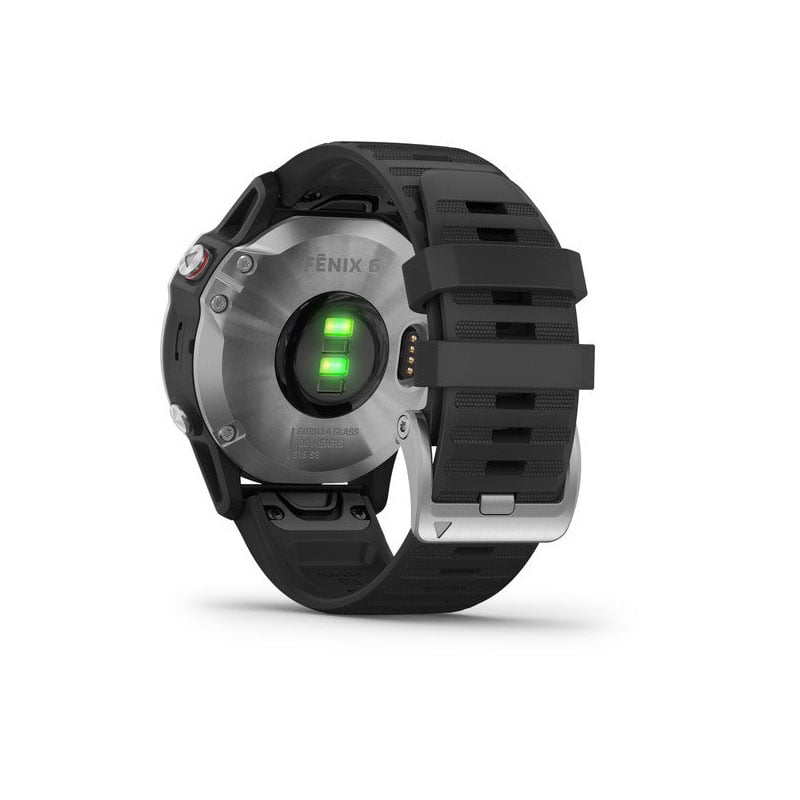 Garmin Fenix 6 Multisport Fitness Watch - Silver with Black Band - Tactical Edge