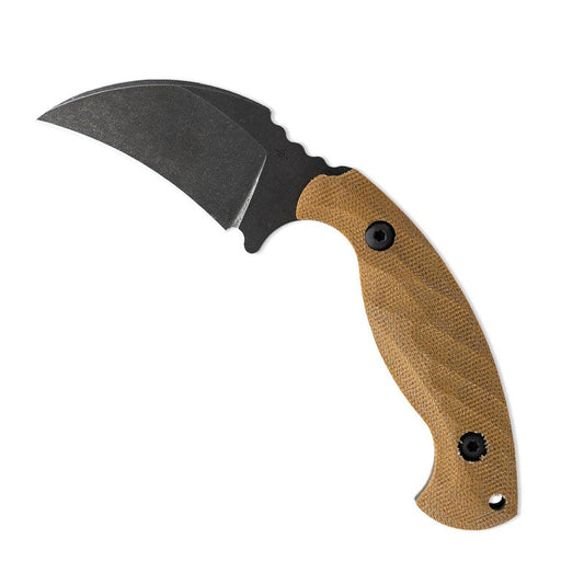 Toor Knives Karsumba fixed blade knife with curved blade and Canvas Micarta handle