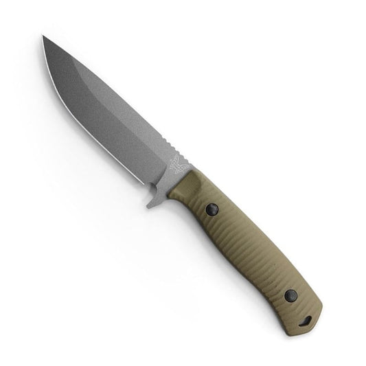 Benchmade 539GY Anonimus fixed blade knife with tungsten grey Cerakote finish and olive drab handle