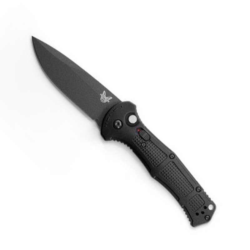 Benchmade 9070BK Claymore automatic folding knife with black CPM-D2 blade and Grivory handle