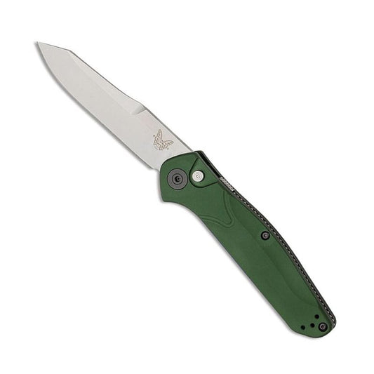 Benchmade 9400 Auto Osborne automatic folding knife with reverse tanto blade and green aluminum handle