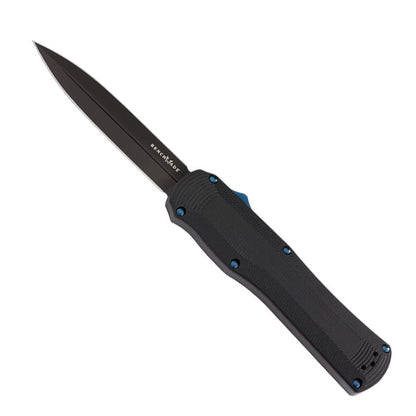 Benchmade 3400BK Autocrat black out-the-front knife with double-edge dagger blade and G10 handle