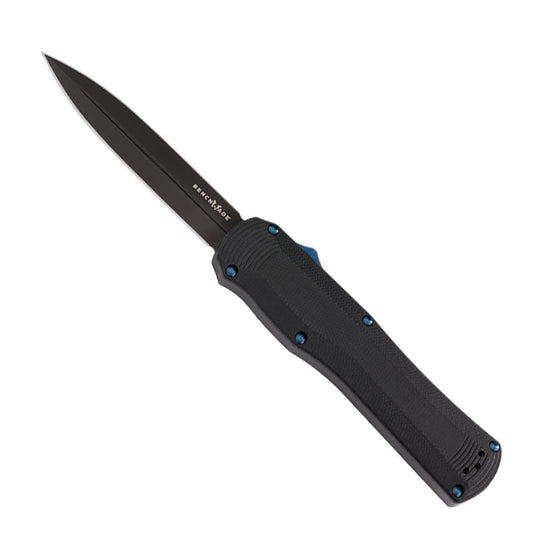 Benchmade 3400BK Autocrat black out-the-front knife with double-edge dagger blade and G10 handle