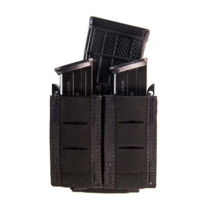 High Speed Gear Duty Double Pistol Taco magazine pouch in black with MOLLE attachment system