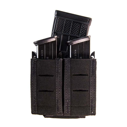 High Speed Gear Duty Double Pistol Taco magazine pouch in black with MOLLE attachment system