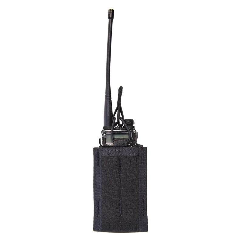 High Speed Gear Duty Mini Multi-Access Comm Taco radio pouch in black with MOLLE attachment system