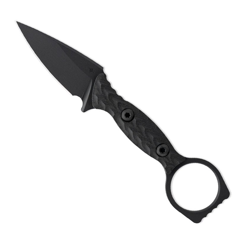 Toor Knives Viper EDC fixed blade knife with finger ring and black Kydex sheath