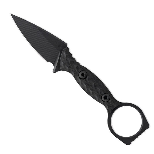 Toor Knives Viper EDC fixed blade knife with finger ring and black Kydex sheath