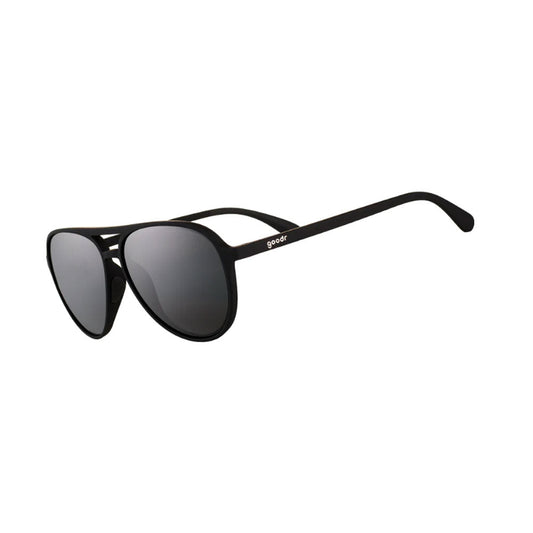 Goodr Operation Blackout MACH G aviator sunglasses with black frames and polarized lenses