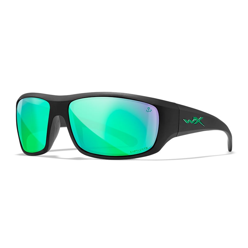 Wiley X Omega Jacob Wheeler Edition sunglasses with green mirror polarized lenses and high-wrap frame design