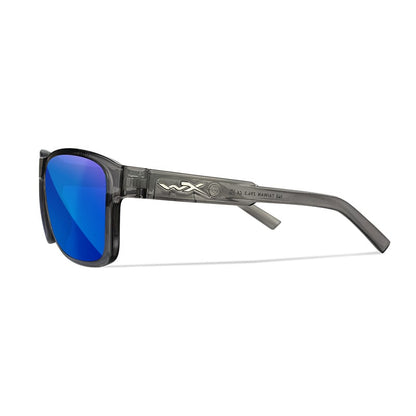 Wiley X Trek Gloss Crystal Dark Grey Frame Captivate Polarized Blue Mirror Lens