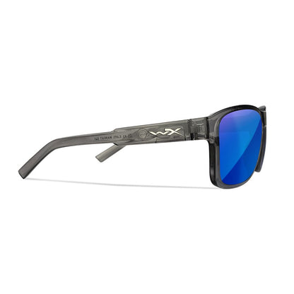 Wiley X Trek Gloss Crystal Dark Grey Frame Captivate Polarized Blue Mirror Lens