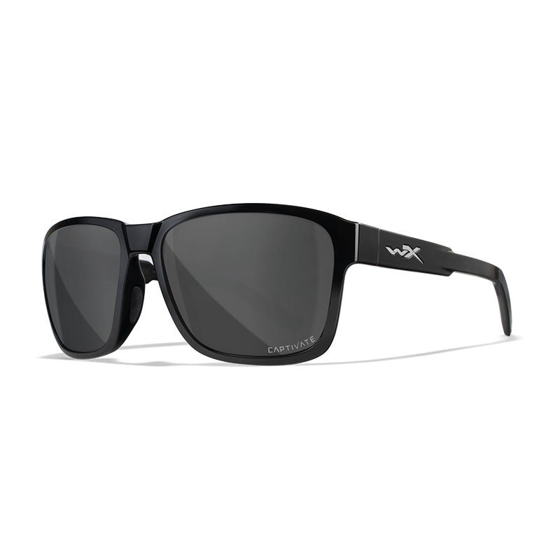 Wiley X Trek matte black safety glasses with grey polarized lenses and removable side shields