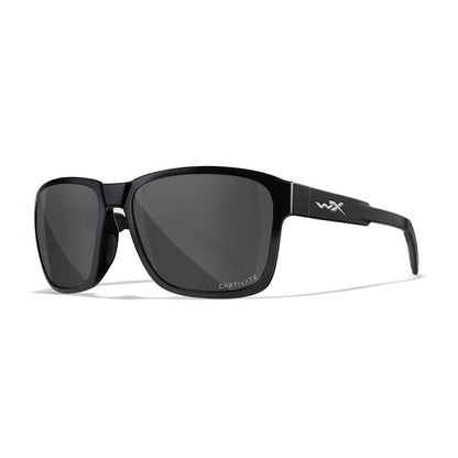 Wiley X Trek matte black safety glasses with grey polarized lenses and removable side shields