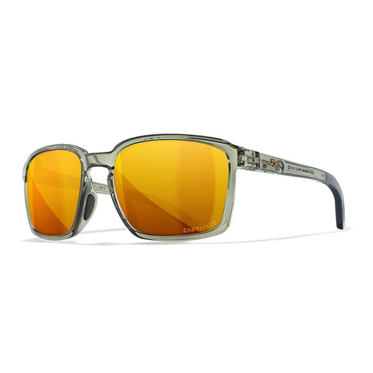Wiley X Alfa ballistic sunglasses with gloss crystal light olive frame and bronze mirror polarized lenses