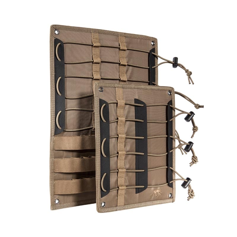 Tasmanian Tiger Medic Panel EL Set showing two hook-and-loop panels with elastic loops and bungee cord organization system