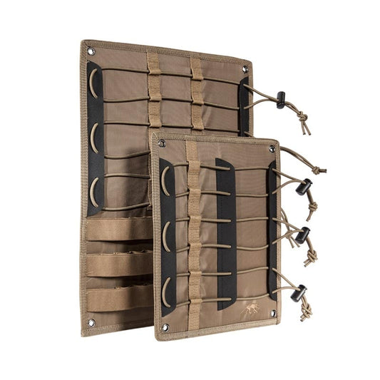 Tasmanian Tiger Medic Panel EL Set showing two hook-and-loop panels with elastic loops and bungee cord organization system