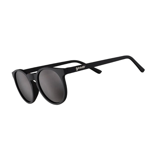 Goodr It's Not Black It's Obsidian Circle G sunglasses with dark polarized lenses and double nose bridge design