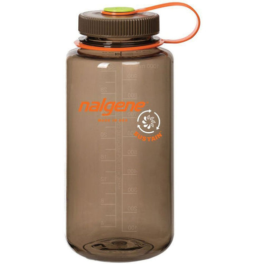 Nalgene Wide Mouth 32oz Sustain water bottle made from recycled plastic materials