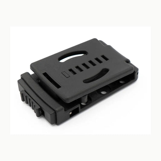 Toor Knives Ultimate Belt Attachment showing snap-lock mechanism and adjustment bar for tactical gear mounting