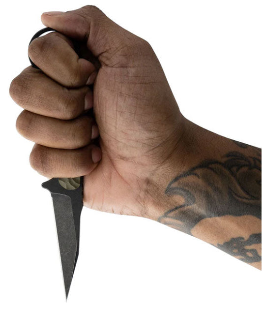 Toor Knives Jank Shank fixed blade knife with textured handle scales and black Kydex sheath