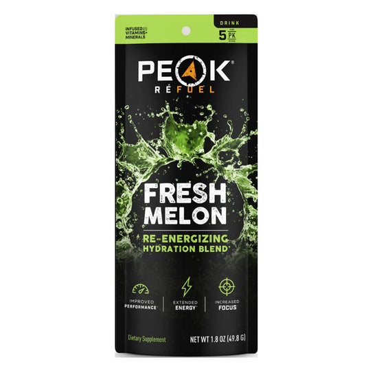Peak Refuel Fresh Melon Re-Energizing Drink Sticks 5-pack with natural caffeine and zero sugar formula