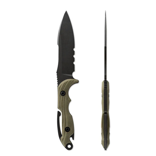 Toor Knives M.U.F. Diver fixed blade knife with black oxide finish and G10 handle in covert green