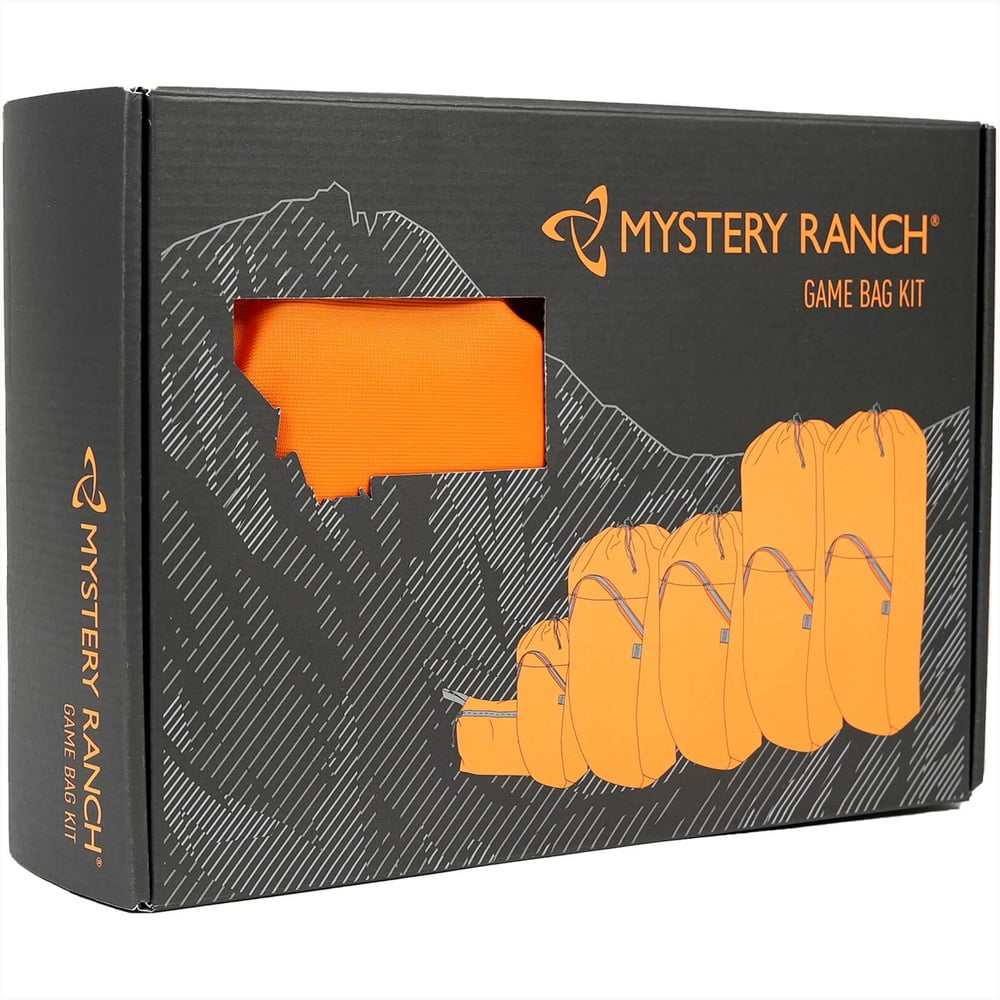 Mystery Ranch Game Bag Kit with drawstring closure and reflective cinch cord for hunting meat transport