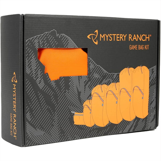 Mystery Ranch Game Bag Kit with drawstring closure and reflective cinch cord for hunting meat transport
