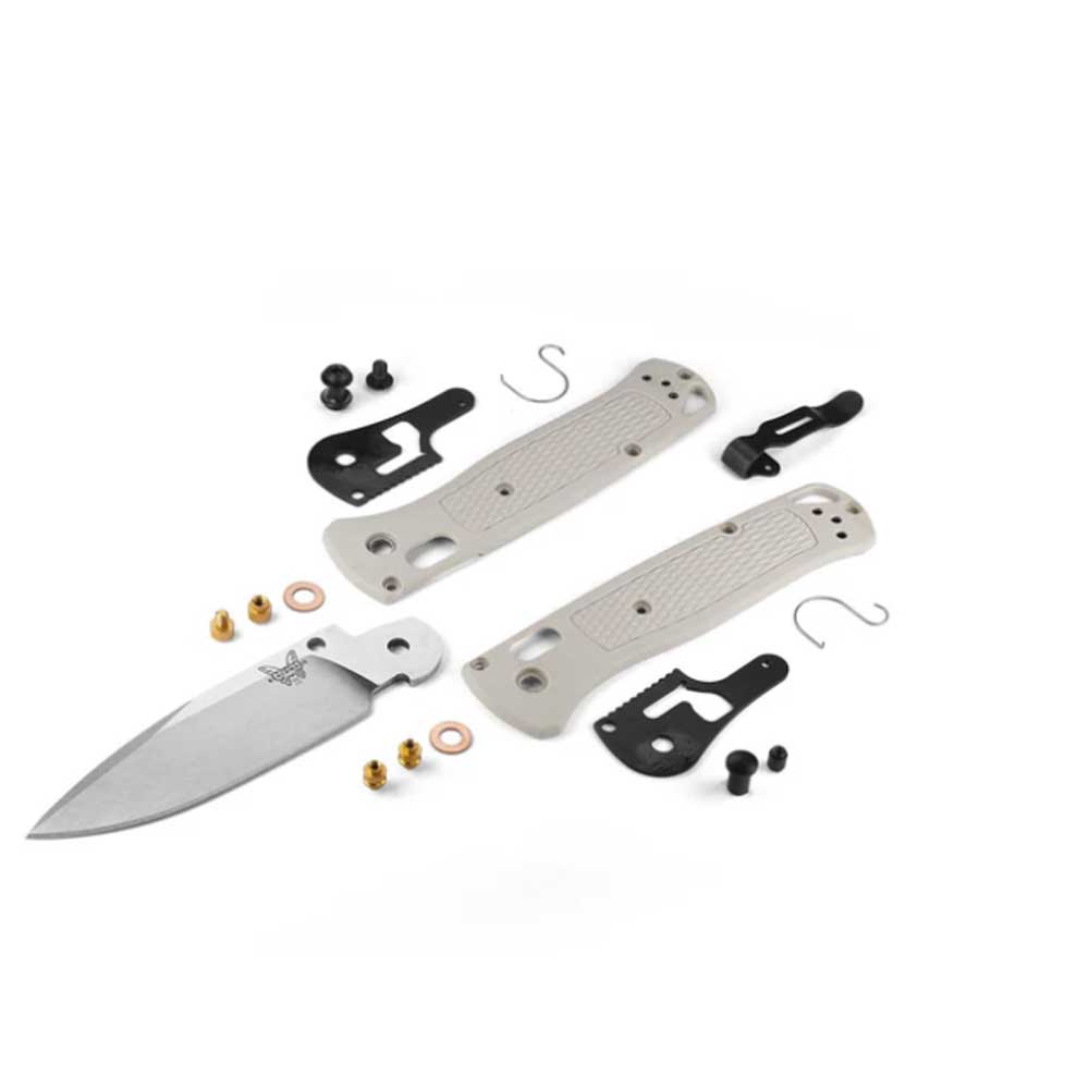 Benchmade Bugout 535-12 folding knife with tan Grivory handle and satin finish blade
