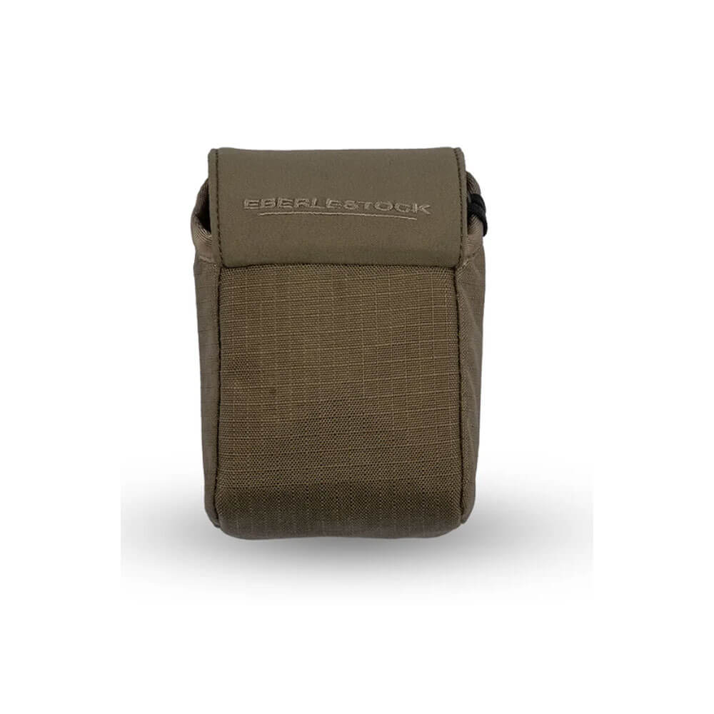 Eberlestock Recon Rangefinder Pouch in military green with magnetic closure lid and bungee retention lanyard