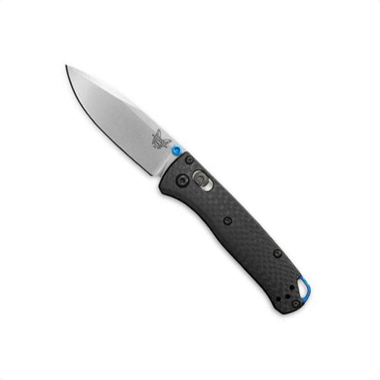 Benchmade 533-3 Mini Bugout folding knife with carbon fiber handle and satin CPM-S90V blade in open position