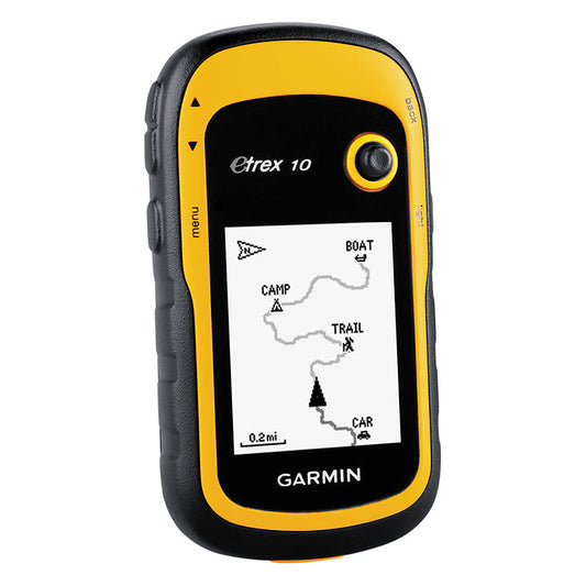 Garmin eTrex 10 handheld GPS navigator with monochrome display and button controls