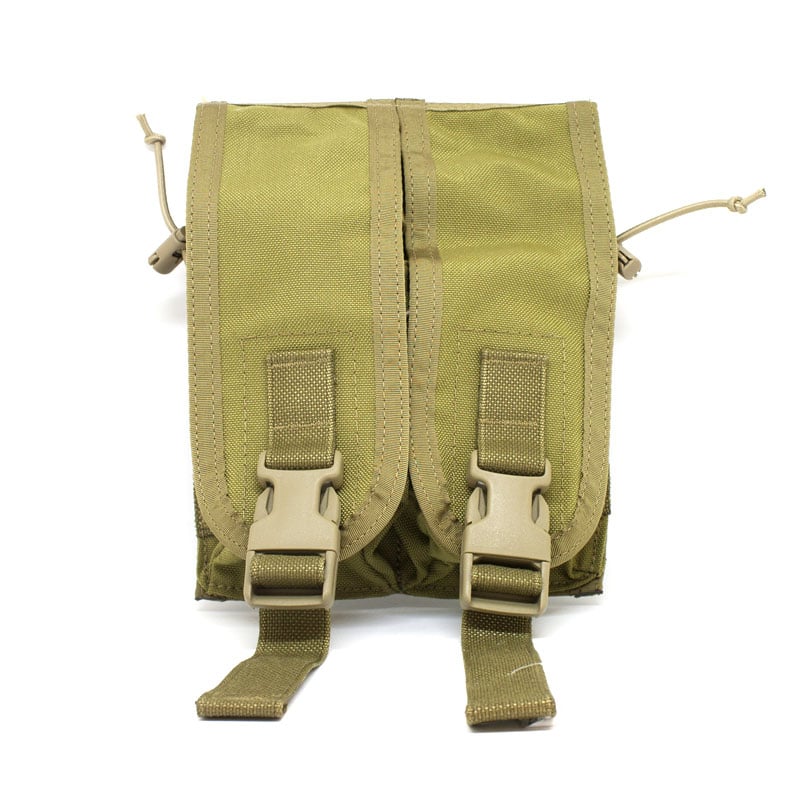 High Speed Gear Double Rifle Mag Pouch in tactical configuration with MALICE clips and velcro closure system