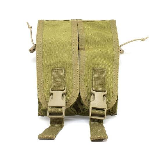 High Speed Gear Double Rifle Mag Pouch in tactical configuration with MALICE clips and velcro closure system