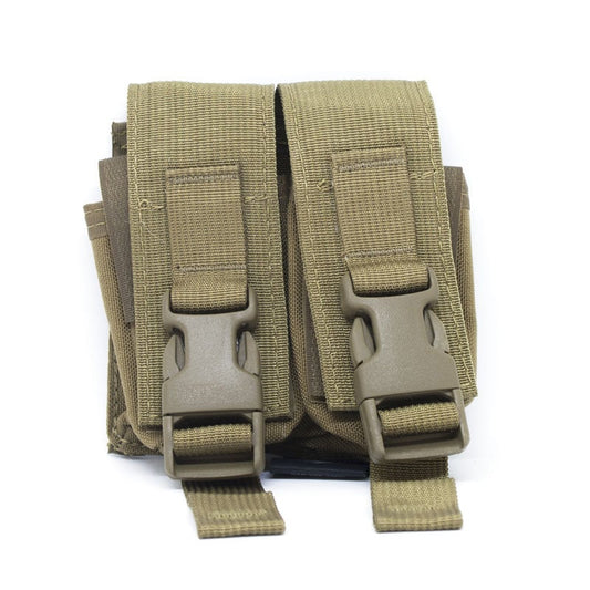 High Speed Gear double 40mm grenade pouch with MOLLE attachment system and dual compartments for tactical gear