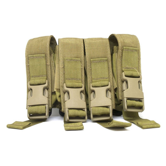 High Speed Gear modular quad pistol magazine pouch with MOLLE webbing attachment and buckle closure system