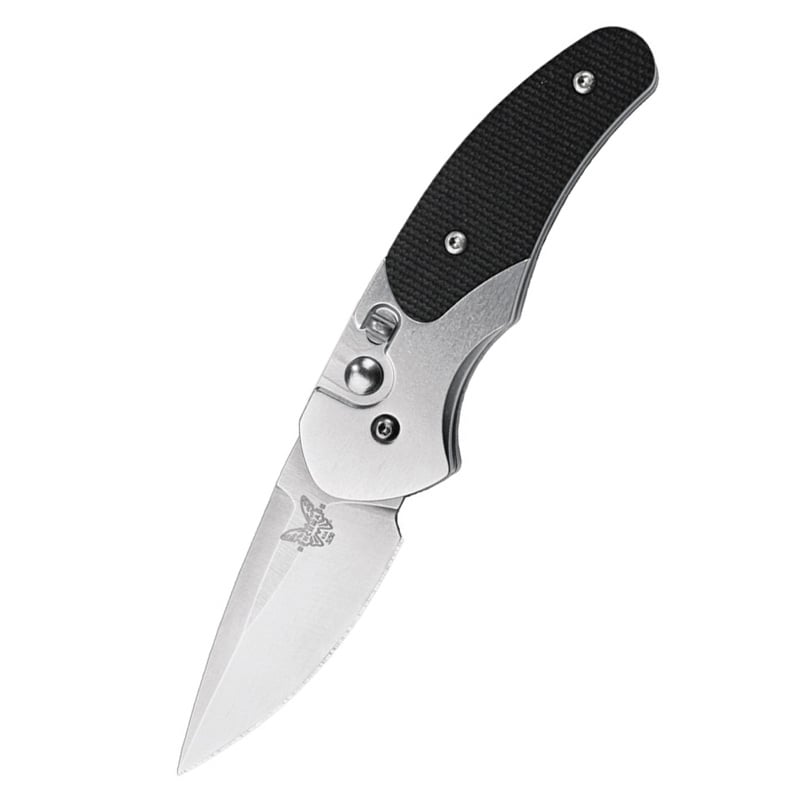 Benchmade Lerch Impel Auto knife with satin finish blade and aluminum handle, closed position showing pocket clip