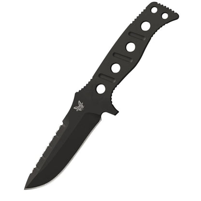 Benchmade 375BKSN Adamas fixed blade knife with black coated D2 steel blade and injection molded sheath