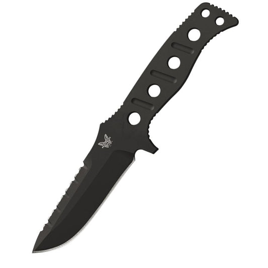 Benchmade 375BKSN Adamas fixed blade knife with black coated D2 steel blade and injection molded sheath