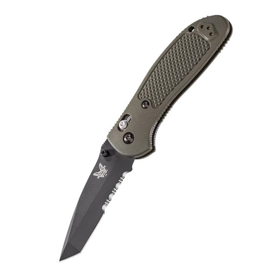 Benchmade Griptilian Tanto Black Serrated Edge, Olive Handle - Tactical Edge