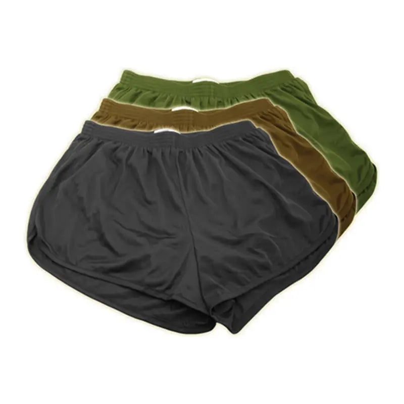 TAS Nylon PT Shorts in olive drab with integrated liner brief and key pocket for training