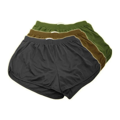 TAS Nylon PT Shorts in olive drab with integrated liner brief and key pocket for training