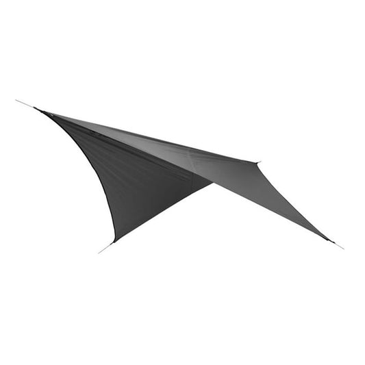 Eagles Nest Outfitters FastFly grey rain tarp for hammock camping with four-point guy-out system