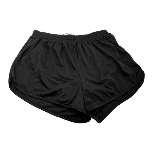 Soffe Ranger Panty military PT shorts in black with covered elastic waistband and short inseam