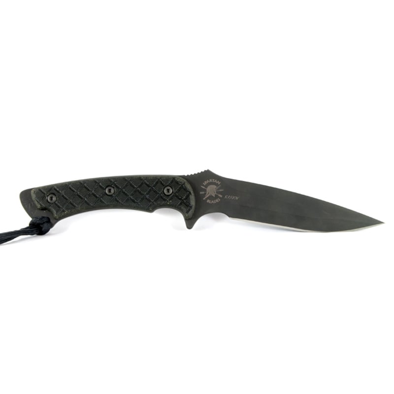 Spartan Blades Ares - Fighter/Combat Utility Black Blade - Green Handle - Black Nylon Sheath - Tactical Edge