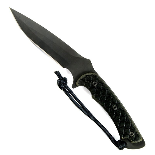 Spartan Blades Ares - Fighter/Combat Utility Black Blade - Green Handle - Black Nylon Sheath - Tactical Edge