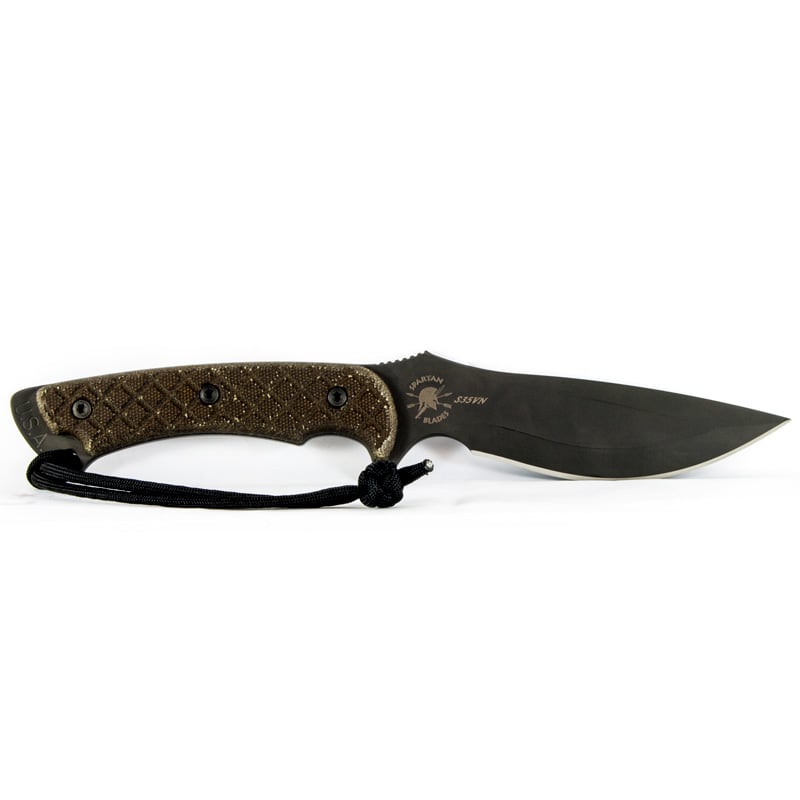 Spartan Blades Nyx - Combat/Utility/Surivival - Black Blade - Green Handle - Black Kydex Sheath - Tactical Edge